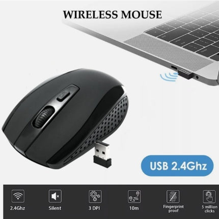 2.4GHz BLACK WIRELESS USB MOUSE SCROLL  CORDLESS OPTICAL FOR  PC LAPTOP UK