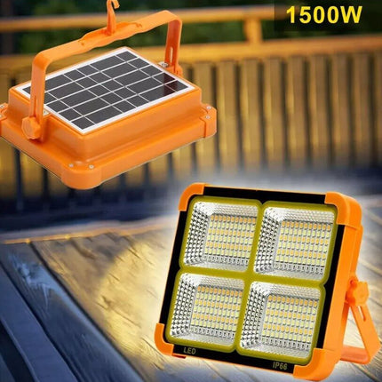 1500W LED Work Light Solar Powered Cordless Portable Camping Outdoor Light USB
