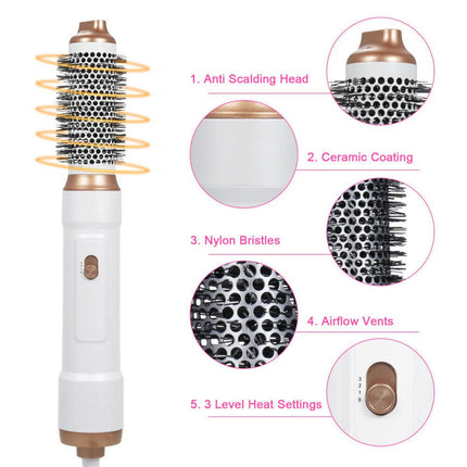 5 IN 1 Pro Air Wrap Blow Hair Styler Curler Straightener Hot Air Comb Brush Gift