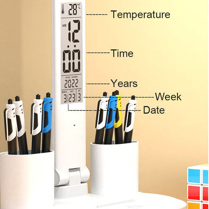 LED Reading Desk Lamp Dimmable USB Double Head Foldable Table Night Light White