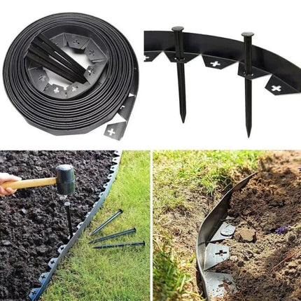 10M plastic garden edging kit with 30 stakes for lawns and flower beds