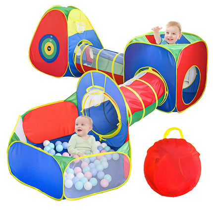 5 In1 Kids Play Tents  Up Tunnel Baby Toddler Crawl Pit Playhouse Portable