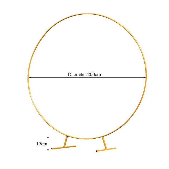 2M Round Hoop Balloon Arch Backdrop Flower Gold Display Stand Frame Wedding New