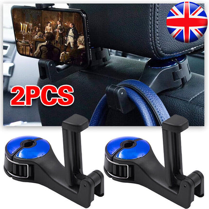 2X Car Seat Back Hooks Bag Storage Headrest Hook Hanger Phone Holder Bracket UK