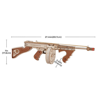 Rokr Thompson Submachine Gun Toy Gift For Boys Wooden Puzzle LQB01 Firing Model