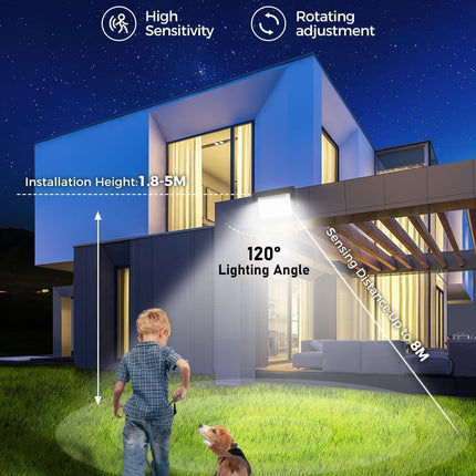 Outdoor Garden Floodlight With Sensor LED PIR Motion Security Lights Waterproof