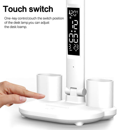 LED Reading Desk Lamp Dimmable USB Double Head Foldable Table Night Light White