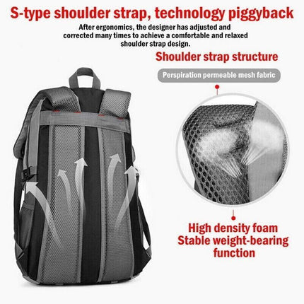 Breathable mesh shoulder straps on hiking backpack