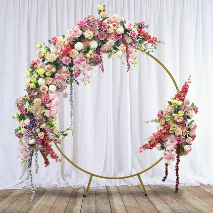 2M Round Hoop Balloon Arch Backdrop Flower Gold Display Stand Frame Wedding New