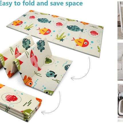 2 Sided Baby Play Mat Reversible Baby Kids Crawling Mat Folding Waterproof Mat
