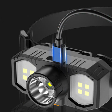 Super Bright Waterproof LED Head Torch Headlight USB Rechargeable Headlamp UK