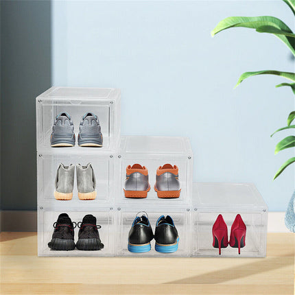 6 pack transparent shoe storage boxes for home organisation