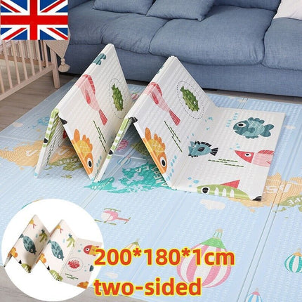 2 Sided Baby Play Mat Reversible Baby Kids Crawling Mat Folding Waterproof Mat