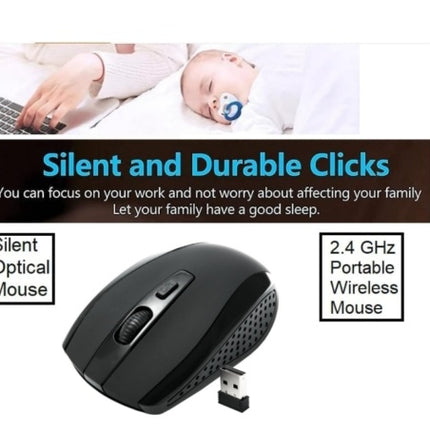 2.4GHz BLACK WIRELESS USB MOUSE SCROLL  CORDLESS OPTICAL FOR  PC LAPTOP UK