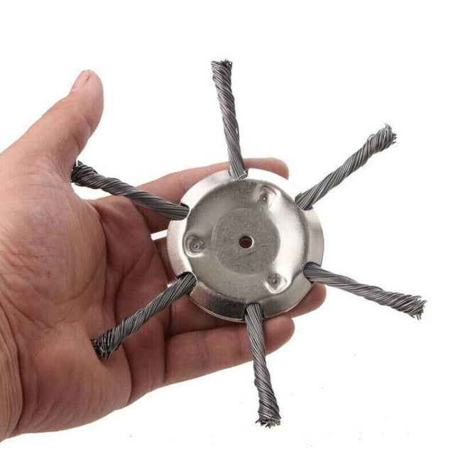 6 Grass Strimmer Head Trimmer Brush Steel Wire Wheel Garden Weed Trimmer UK