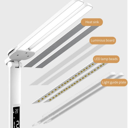 LED Reading Desk Lamp Dimmable USB Double Head Foldable Table Night Light White