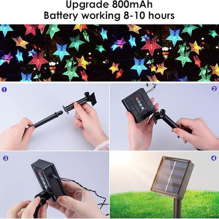 Solar Powered Star Fairy String LED Lights Waterproof Xmas Garden Outdoor Decor