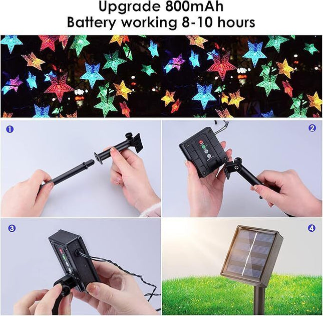 Solar Powered Star Fairy String LED Lights Waterproof Xmas Garden Outdoor Decor