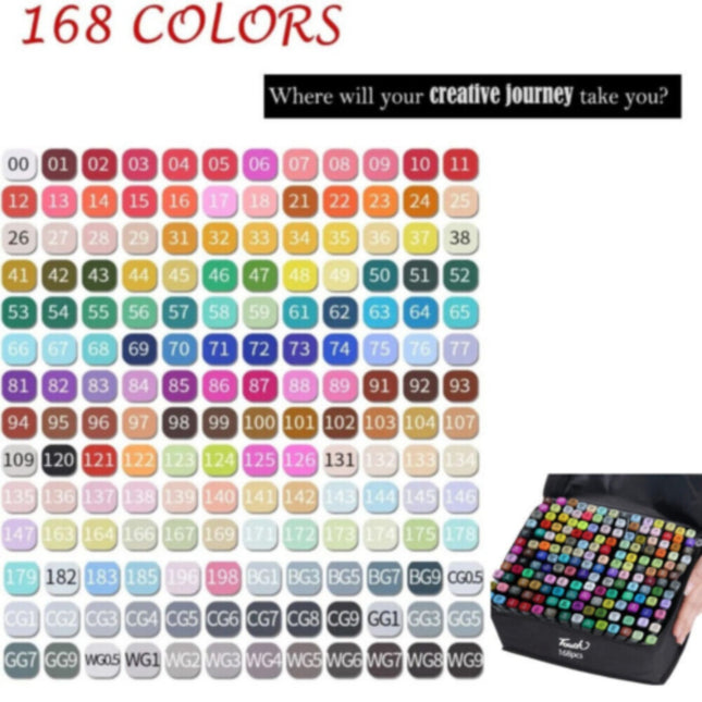 168 Colors Dual Tip Art Markers Color Pens Drawing Watercolour Kids &  Gift