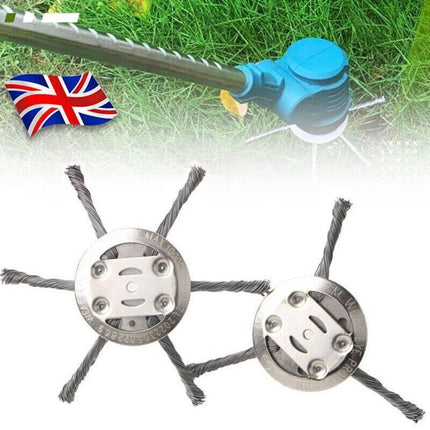 6 Grass Strimmer Head Trimmer Brush Steel Wire Wheel Garden Weed Trimmer UK