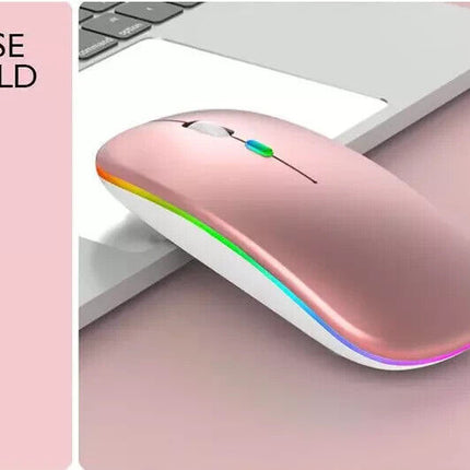 Slim Silent Rechargeable Wireless Mouse RGB LED USB Mice MacBook Laptop PC UK