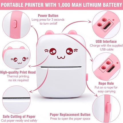 Mini Pocket Thermal Printer Bluetooth Mobile Phone Photos Label Printing Machine