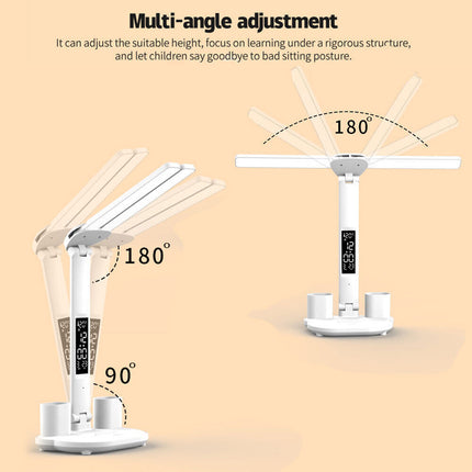 LED Reading Desk Lamp Dimmable USB Double Head Foldable Table Night Light White