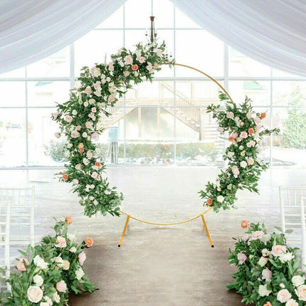 2M Round Hoop Balloon Arch Backdrop Flower Gold Display Stand Frame Wedding New