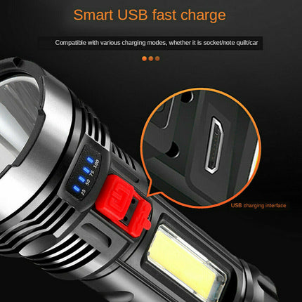 3500000LM LED Flashlight Super Bright Torch USB Rechargeable Lamp High Powered