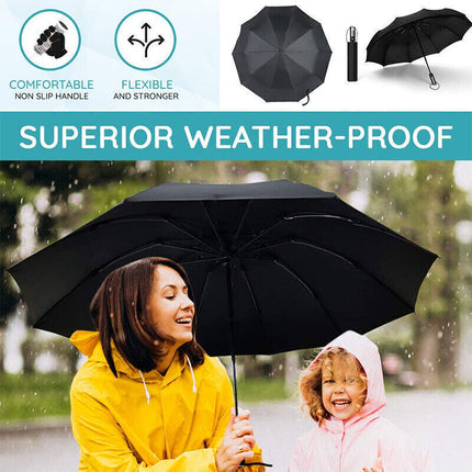 10 Ribs Strong Automatic Umbrella Windproof Stormproof Compact Folding Umbrella