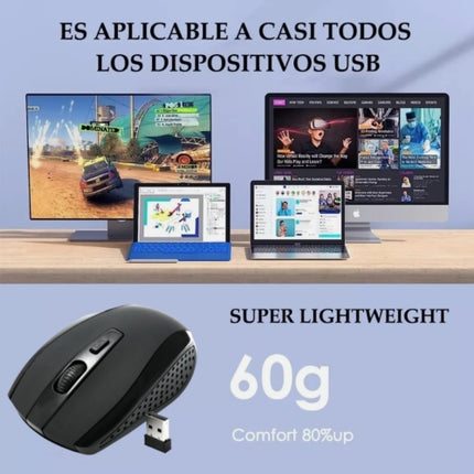 2.4GHz BLACK WIRELESS USB MOUSE SCROLL  CORDLESS OPTICAL FOR  PC LAPTOP UK