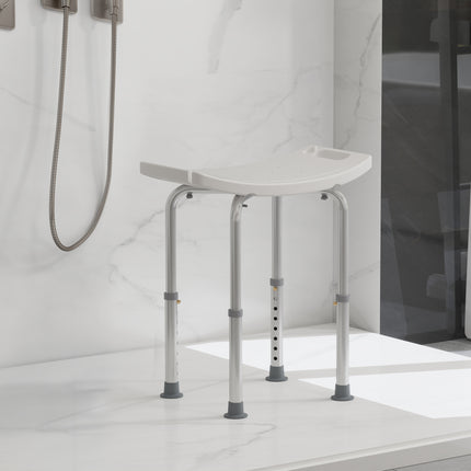 White aluminium shower stool with sturdy frame