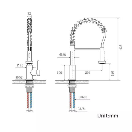 kitchen mixer tap with anti-splash filter bubbler