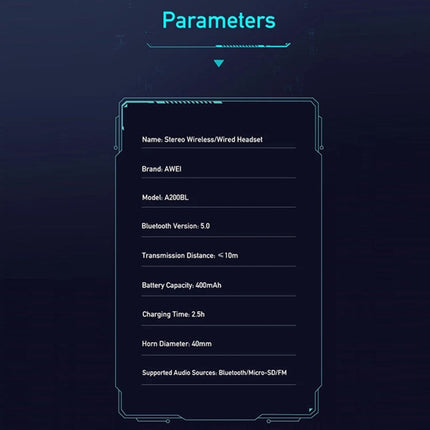 Wireless headphones parameters