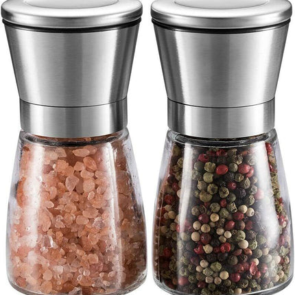 2x Pepper And Salt Grinder Set Mill Adjustable Stainless Steel Shaker Coarse