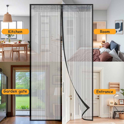 Black magnetic mesh screen door