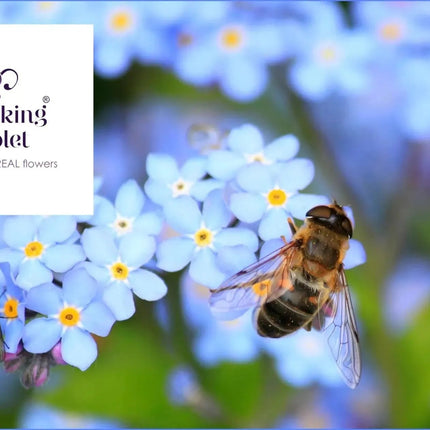 Blue flower vertical bar drop earrings