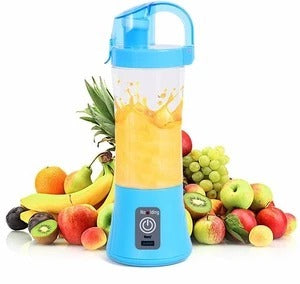 Blue portable electric fruit juicer