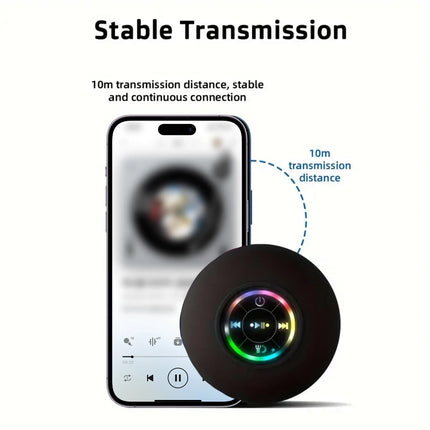 Suction cup Bluetooth speaker attached to glass