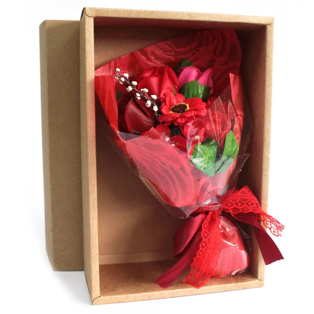 Boxed soap flower bouquet red