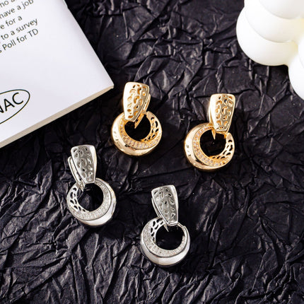 Bridal hollow moon drop earrings rose gold or silver