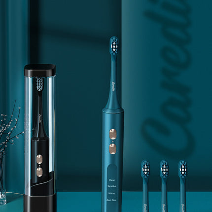 Caredite Newest Travel Electronic Toothbrush With Ultraviolet Disinfection Function Case Suit, 4 Cleaning Modes With 3 Power Model, 45 Days Long Lasting Battery Life