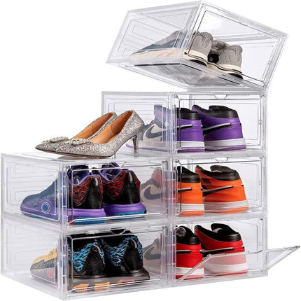 Transparent shoe box for clear display of footwear