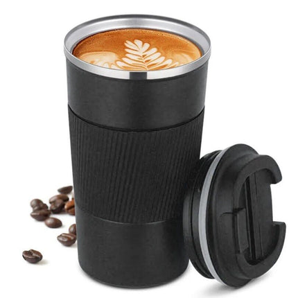 Thermal coffee mug with hot beverage