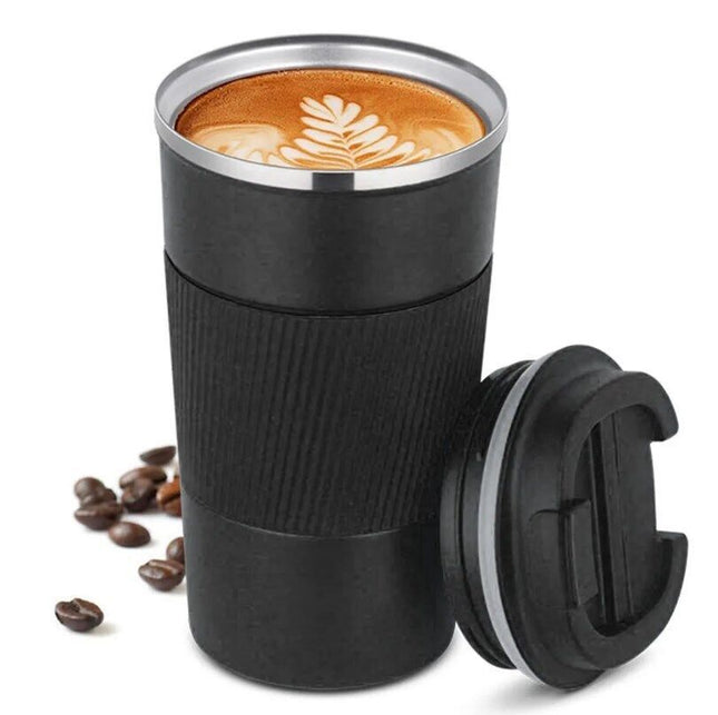 Thermal coffee mug with hot beverage