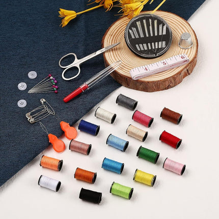 Compact 70-piece travel sewing kit for home and travel