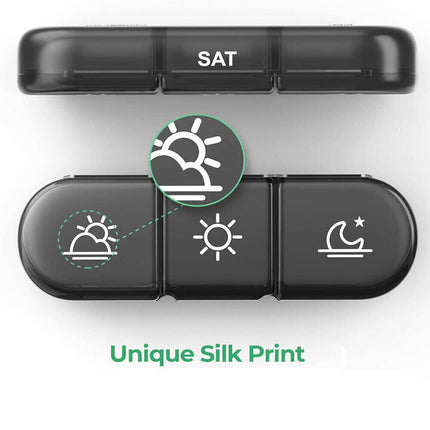 Compact weekly pill dispenser for daily use