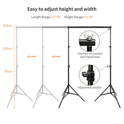 Complete adjustable backdrop stand kit with clips and carry bag