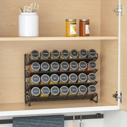 4 tier metal spice organiser in cupboard