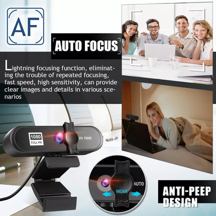 Full HD 1080P USB Webcams Camera Auto Focus With Microphone For PC Laptop Live